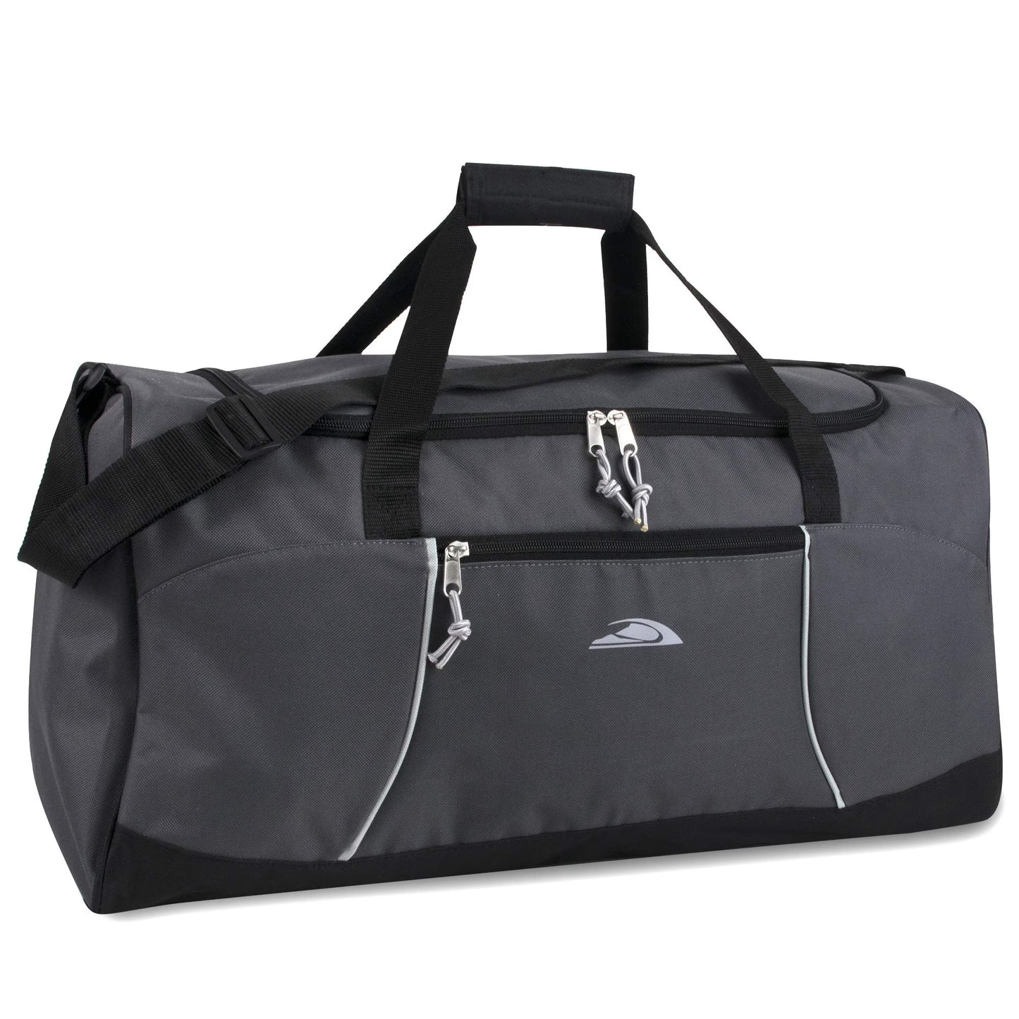 24 Inch 55 Liter Weekender Overnight Duffel Shoulder Bag for Men, Women, Teens, Gym, Travel, Sports and Recreation in Black with Red Trim