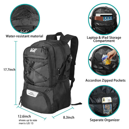 | Basketball Backpack Large Sports Bag with Separate Ball Holder & Shoes Compartment, Best for Basketball, Soccer, Volleyba